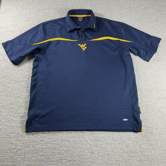 Vintage Nike West Virginia Polo Shirt Blue Yellow Men’s Size Large - Picture 1 of 7